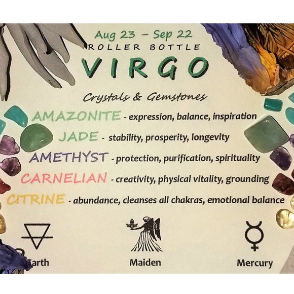 ♍ VIRGO Zodiac Gift Set ♍ Roller Bottle + Pocket Crystals + Loose Incense Blend - Picture 3 of 6